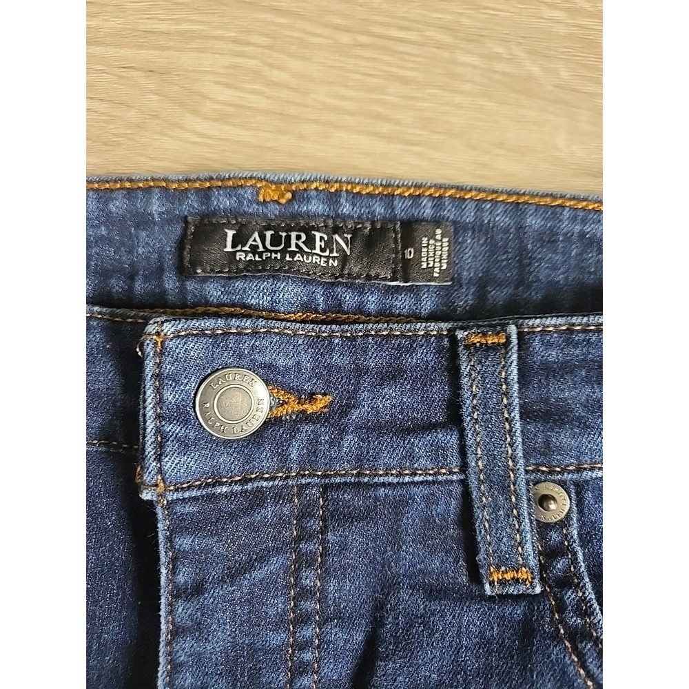 Lauren Ralph Lauren Women's Black Label Fray Hem Denim Jeans Sz 10 Straight Leg - Picture 3 of 8